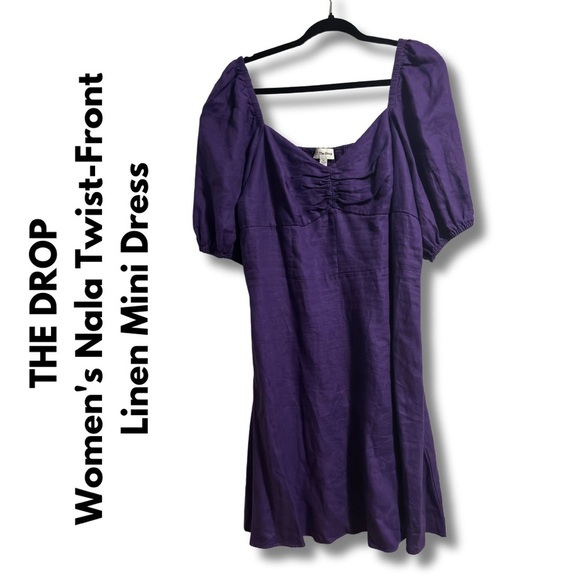 THE DROP - Women's Nala Twist-Front
 Linen Mini  Dress - XL *NWOT* - Picture 6 of 10